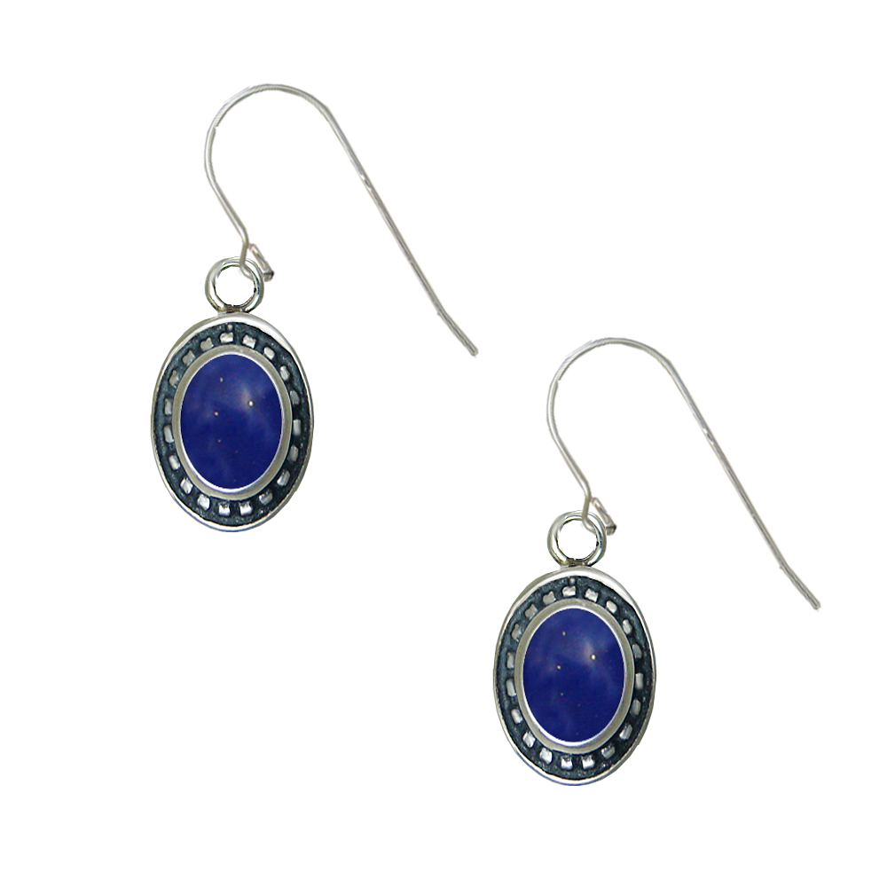 Sterling Silver Lapis Lazuli Gemstone Drop Dangle Earrings